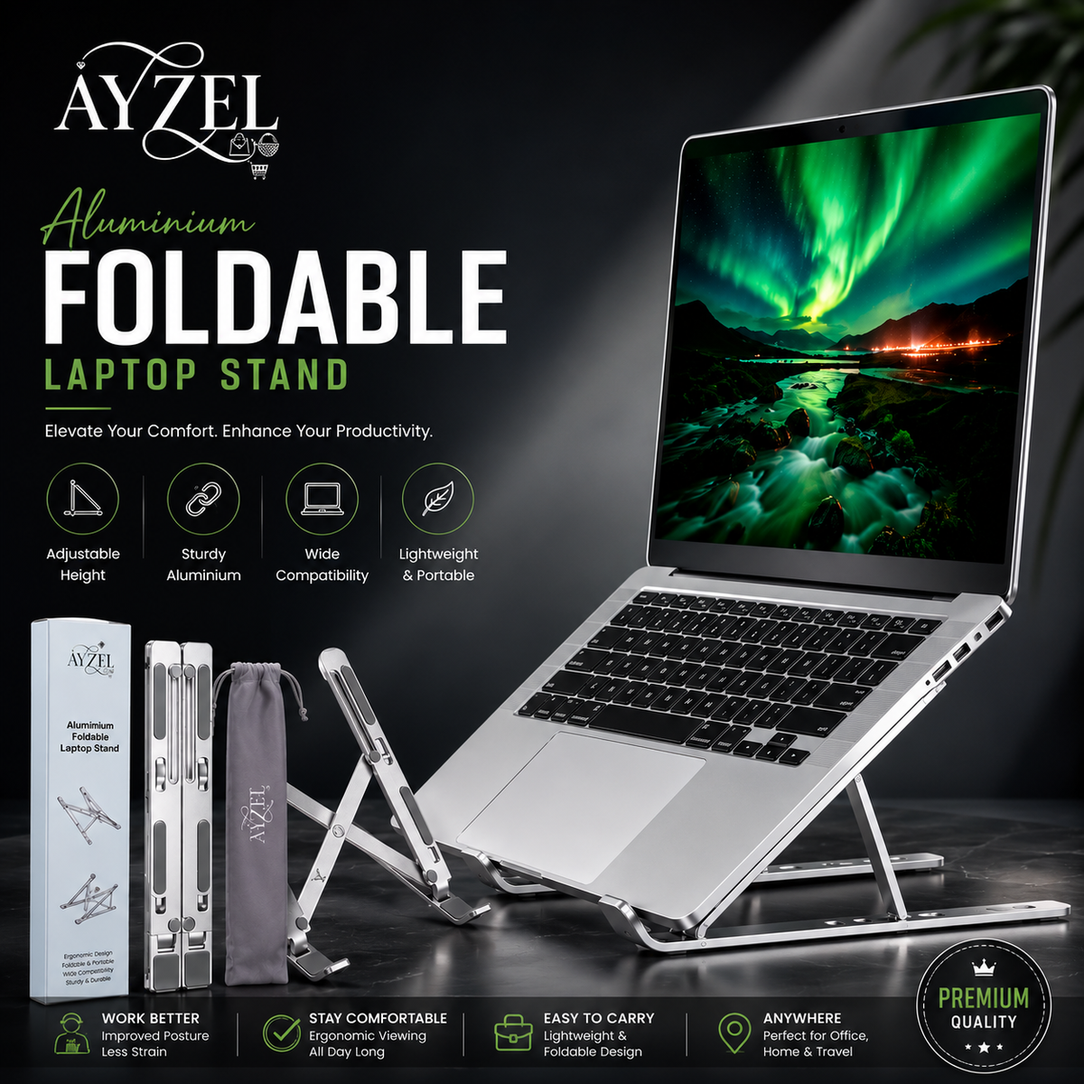 (Free Delivery) Aluminium Foldable Laptop Stand