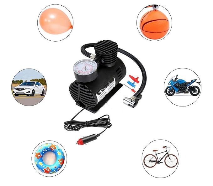(Free Delivery)12V Portable Car Air Compressor Pump – 300 PSI Tyre Inflator
