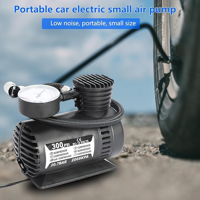 (Free Delivery)12V Portable Car Air Compressor Pump – 300 PSI Tyre Inflator