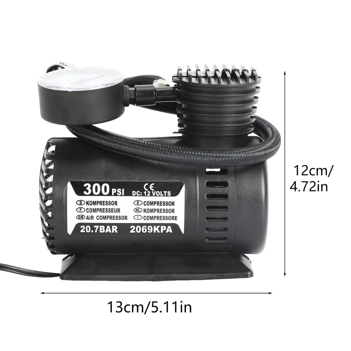 (Free Delivery)12V Portable Car Air Compressor Pump – 300 PSI Tyre Inflator