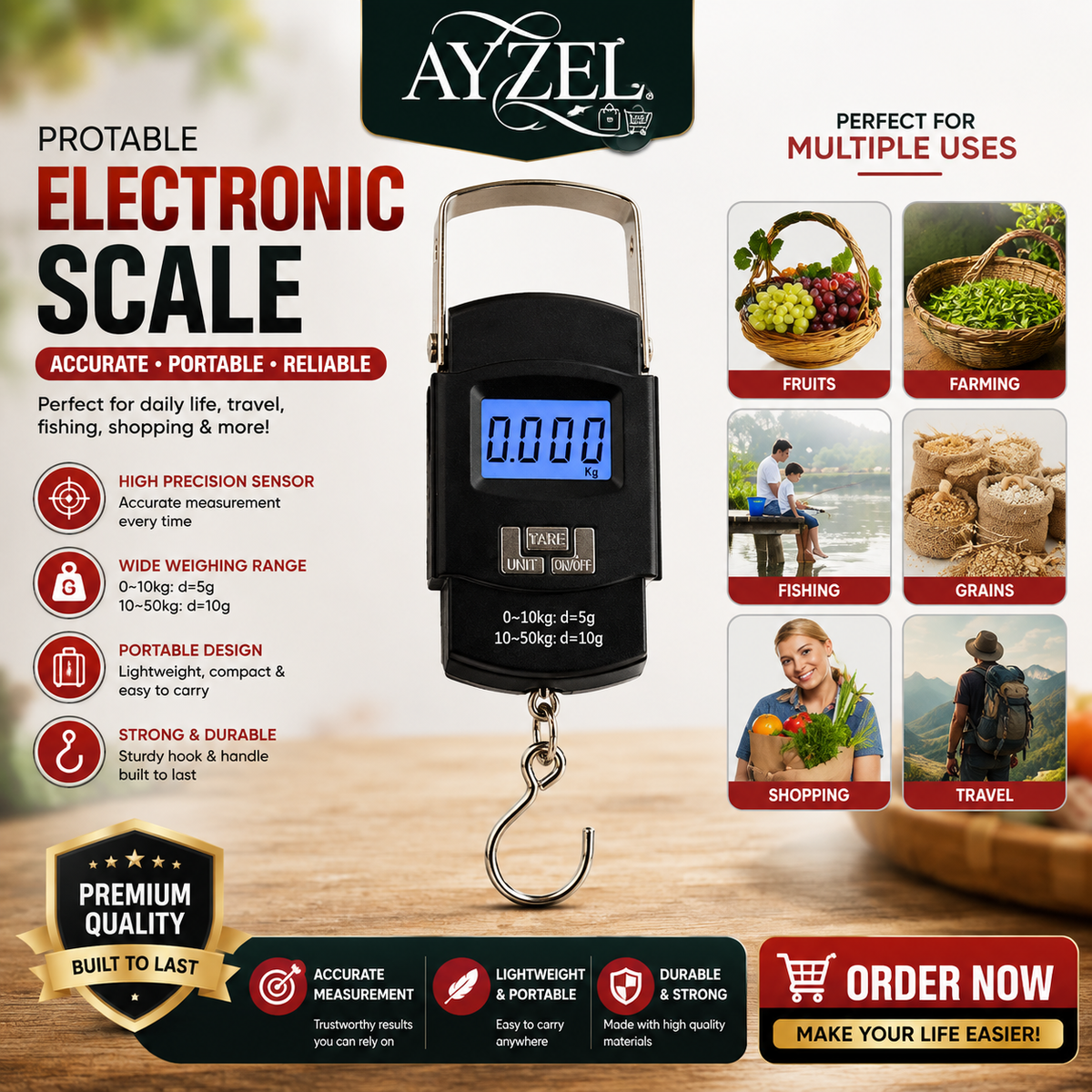 Digital Electronic Weight Scale - 50kg Weight Capacity