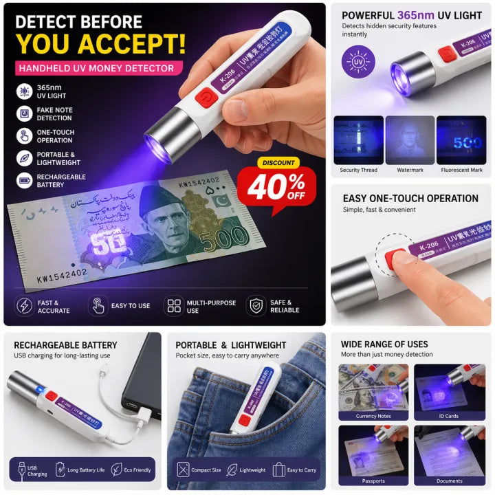 (Free Delivery) Portable UV Light Money Detector Pen